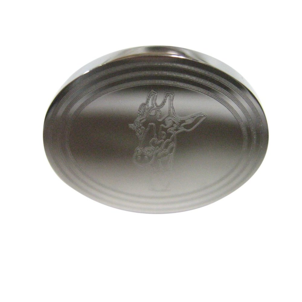 Etched Oval Giraffe Head Adjustable Ring - image 1